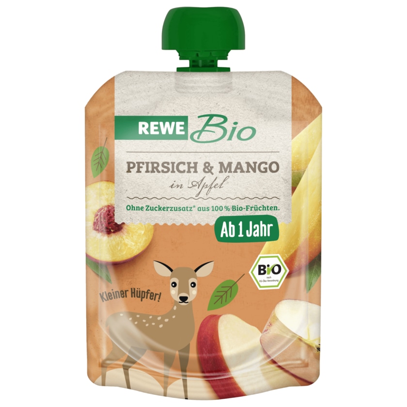 REWE Bio Pfirsich-Mango-Apfel 90g Pouch